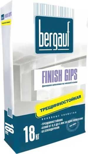 Bergauf Finish Gips финишная шпаклевка на гипсовой основе трещиностойкая (18 кг)