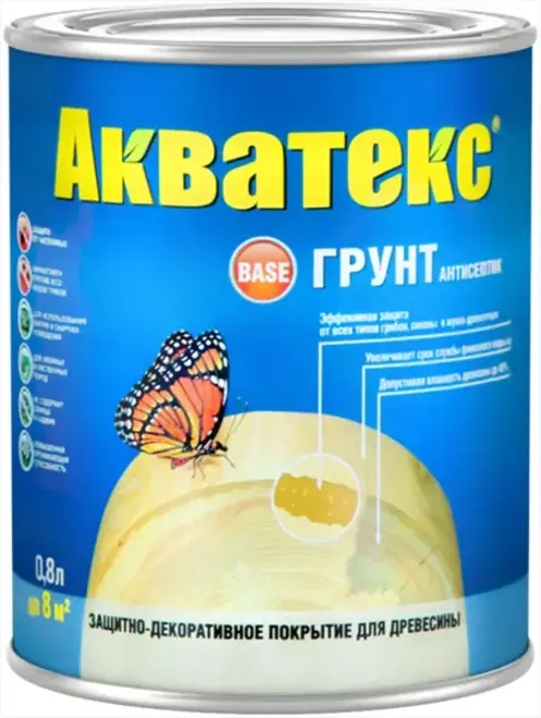 Акватекс Грунт Антисептик защитно-декоративное покрытие древесины (800 мл)