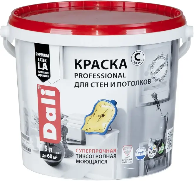 Dali Professional краска для стен и потолков акриловая латексная (5 л) бесцветная