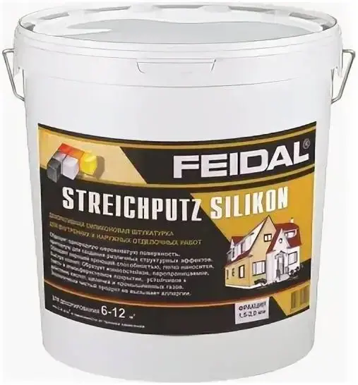 Feidal Streichputz Silikon декоративная силиконовая штукатурка (8 кг) белая мелко-шероховатая зернистость