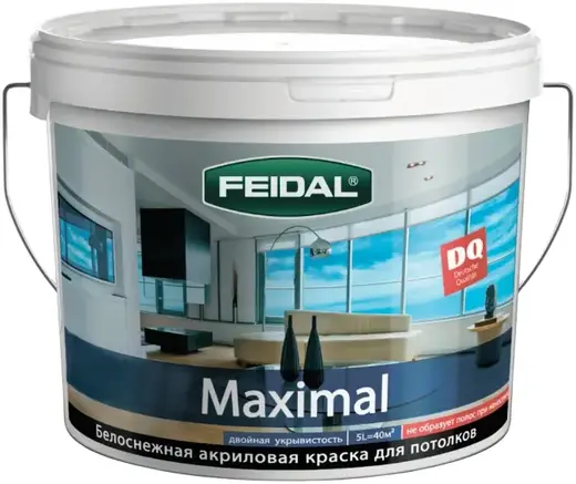 Feidal Maximal белоснежная акриловая краска для потолков (5 л) белоснежная