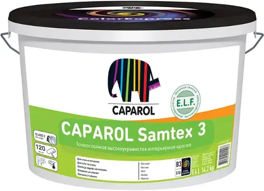 Caparol Samtex 3 E.L.F. глубокоматовая стойкая к мытью латексная краска (9.4 л) бесцветная
