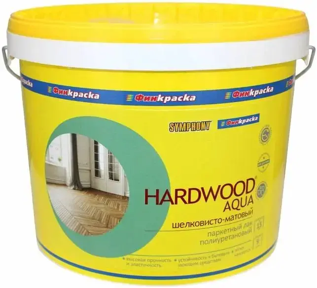 Финкраска Симфония Hardwood Aqua полиуретановый паркетный лак покрывной (3 л) шелковисто-матовый