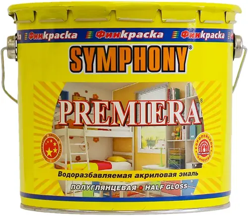 Финкраска Симфония Premiera водоразбавляемая акриловая эмаль (3 л) бесцветная база C полуглянцевая