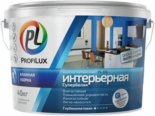 Профилюкс PL-10L краска интерьерная влагостойкая (40 кг) белая