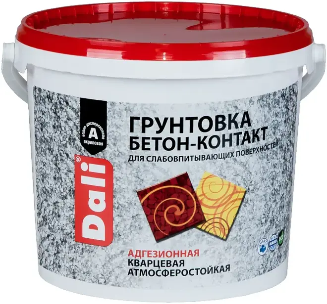 Dali Бетон-контакт грунтовка адгезионная кварцевая атмосферостойкая (6 кг) индикаторная розовая