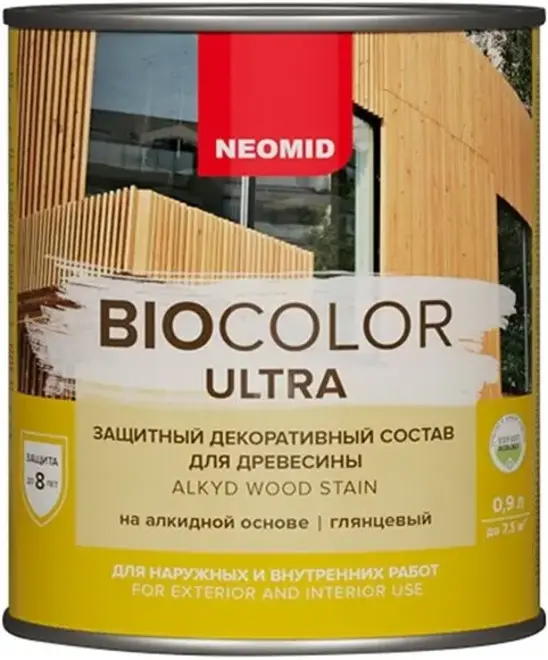 Неомид Bio Color Ultra защитный декоративный состав для древесины (900 мл бесцветный) Россия