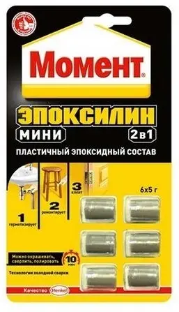 Момент Эпоксилин Мини 2 в 1 пластичный эпоксидный состав (30 г (6 * 5 г)