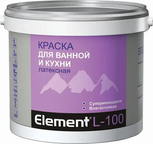 Alpa Element L-100 краска для ванной и кухни латексная супермоющаяся (9.06 л) бесцветная