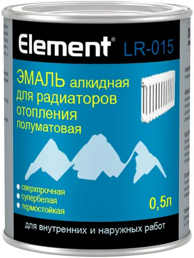 Alpa Element LR-015 эмаль алкидная для радиаторов отопления сверхпрочная (500 мл) супербелая