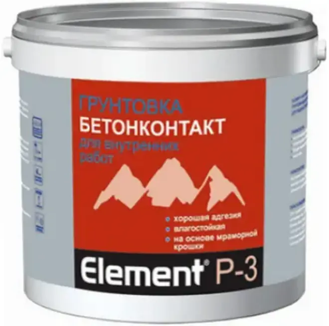 Alpa Element Бетон-контакт P-3 грунтовка влагостойкая для внутренних работ (10 л) бесцветная