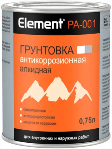 Alpa Element PA-001 грунтовка антикоррозионная алкидная сверхпрочная (750 мл) красно-коричневая
