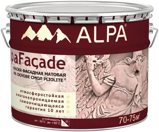 Alpa Facade краска фасадная матовая на основе смол Pliolite (8.16 л) бесцветная