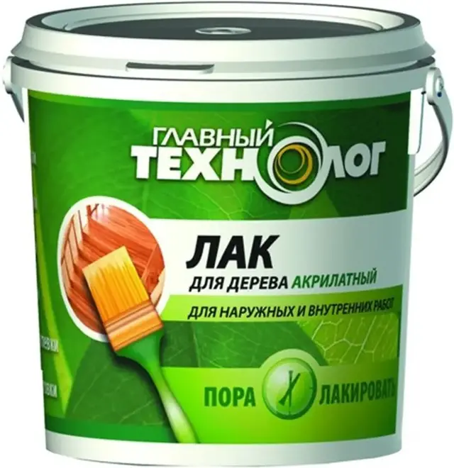 Главный Технолог лак для дерева акрилатный (500 мл) бесцветный глянцевый