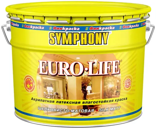 Финкраска Симфония Euro-Life акрилатная латексная влагостойкая краска (10 л) бесцветная