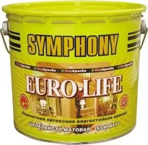 Финкраска Симфония Euro-Life акрилатная латексная влагостойкая краска (3 л) бесцветная