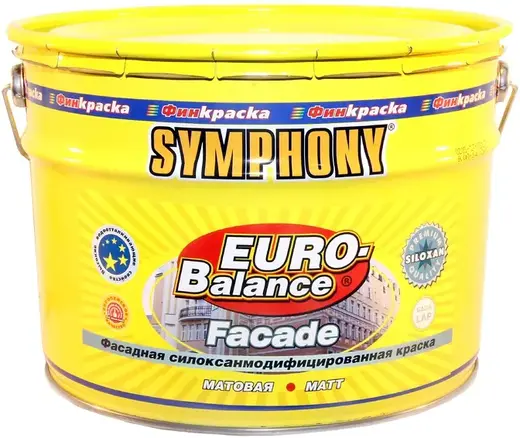 Финкраска Симфония Euro-Balance Facade Siloxan фасадная силокcанмодифицированная краска водоразбавляемая (9 л) бесцветная
