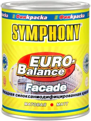 Финкраска Симфония Euro-Balance Facade Siloxan фасадная силокcанмодифицированная краска водоразбавляемая (900 мл) бесцветная
