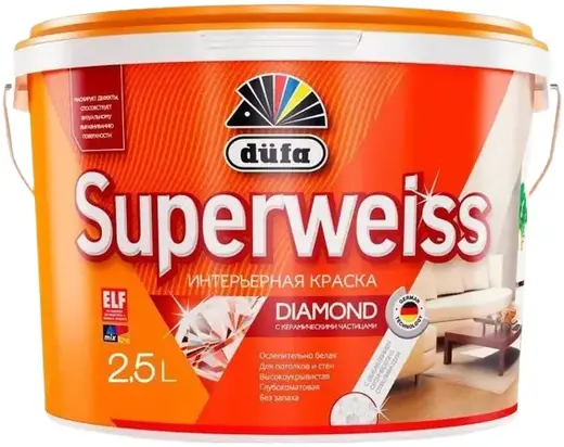 Dufa Superweiss RD 4 краска водно-дисперсионная для внутренних работ (2.5 л) белая