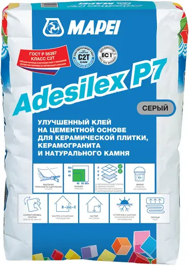 Mapei Adesilex P7 клей на цементной основе для керамической плитки (25 кг) серый