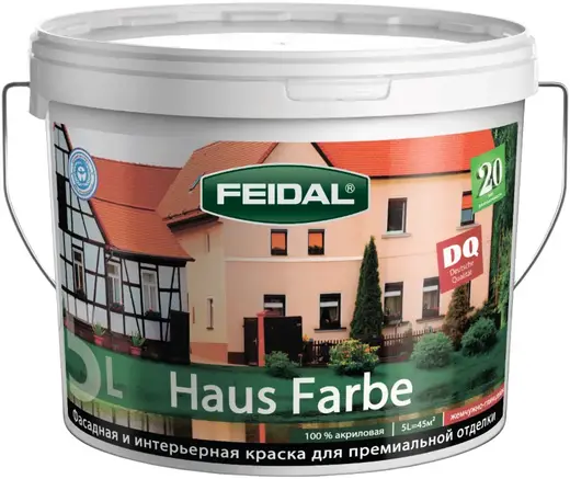 Feidal Haus Farbe универсальная жемчужно-глянцевая фасадная краска (5 л) белоснежная