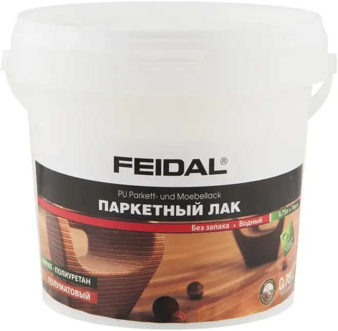 Feidal PU-Parket Moebellack полиуретановый паркетный и мебельный лак на водной основе (750 мл) глянцевый