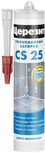 Ceresit CS 25 затирка-герметик силиконовая для стыков (280 мл) №01 белая