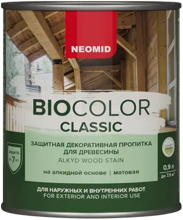 Неомид Bio Color Classic защитная декоративная пропитка для древесины (900 мл ) белый
