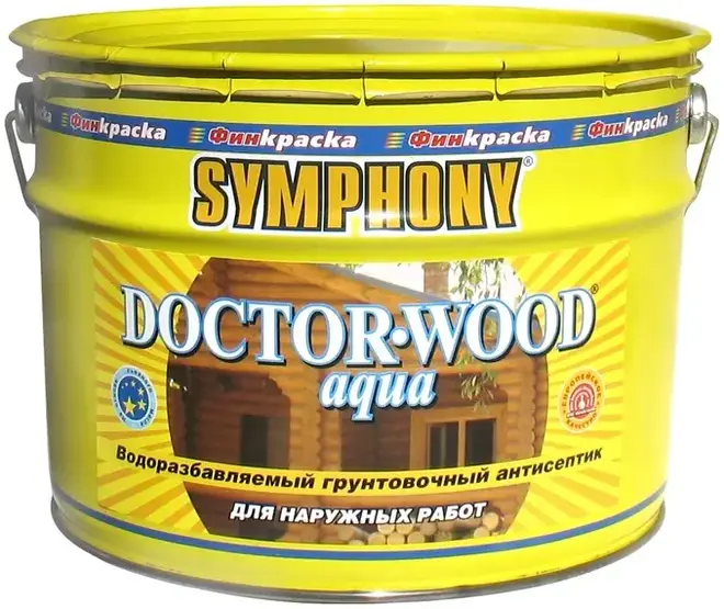 Финкраска Симфония Doctor-Wood Aqua антисептик грунтовочный водоразбавляемый (2.7 л) молочно-белый