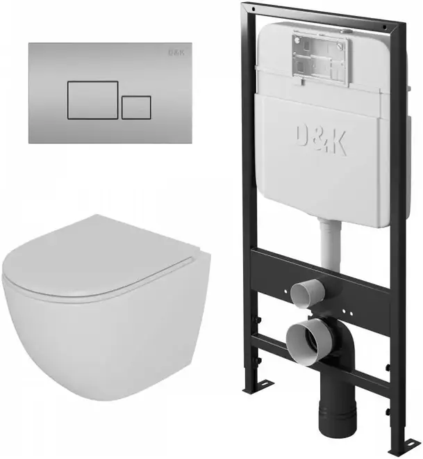 D&K DT1396016 + DI8055119 комплект унитаз с инсталляцией (панель смыва DB1519002) DS1391604