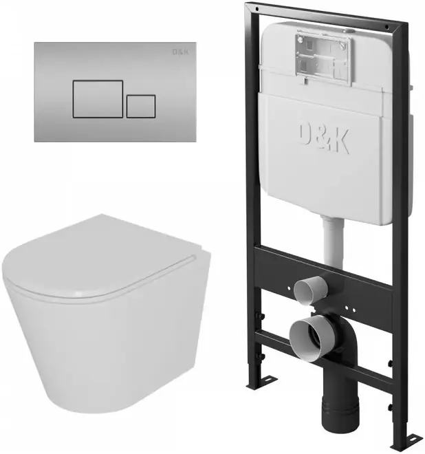 D&K DT1026016 + DI8055119 комплект унитаз с инсталляцией (панель смыва DB1519002) DS1021604
