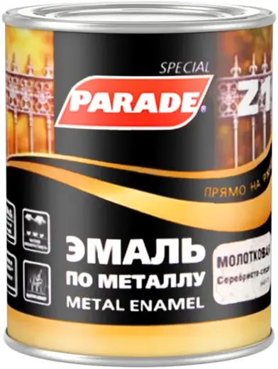 Parade Z1 эмаль по металлу прямо на ржавчину (750 мл) серебристо-серая №543-311 молотковая (Россия)