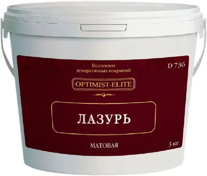 Оптимист Элит D 736 Лазурь декоративная краска (3 кг) бесцветная полупрозрачная