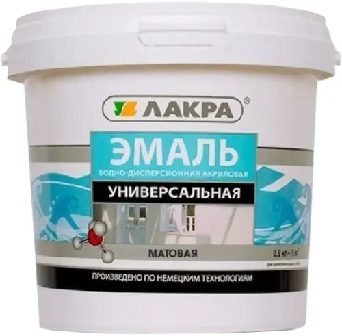 Лакра эмаль акриловая универсальная (900 г) белая матовая