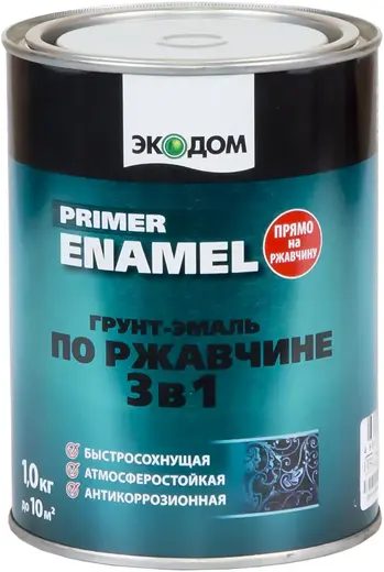 Экодом Primer Enamel грунт-эмаль по ржавчине 3 в 1 (1 кг) красно-коричневая