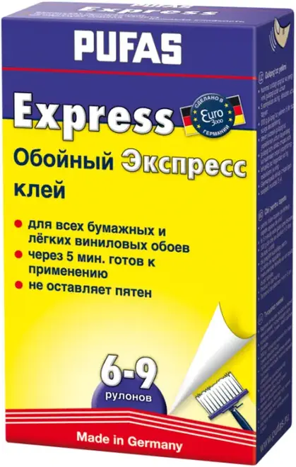 Пуфас Euro 3000 Express обойный клей универсальный экспресс для легких обоев (200 г)