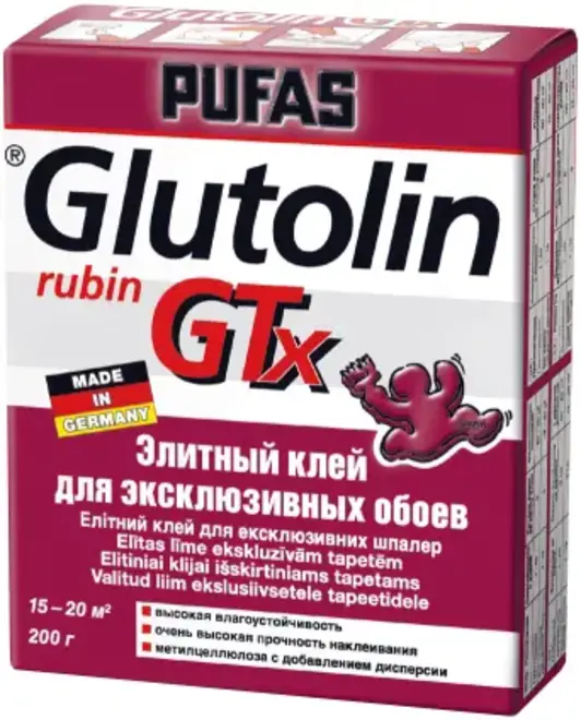 Пуфас Glutolin GTx Rubin элитный клей для эксклюзивных обоев (200 г)