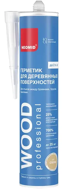 Неомид Wood Professional герметик тепловлагоизоляционный межшовный (310 мл) сосна