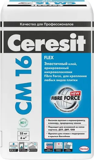 Ceresit CM 16 Flex клей для плитки эластичный для внутренних и наружных работ (25 кг)