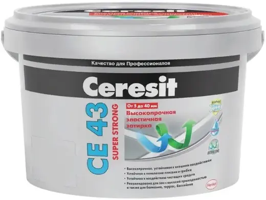 Ceresit CE 43 Super Strong затирка высокопрочная эластичная для широких швов (2 кг) №07 серая
