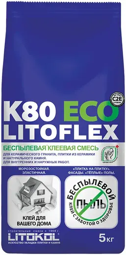 Литокол Litoflex K80 Eco беспылевая клеевая смесь (5 кг)