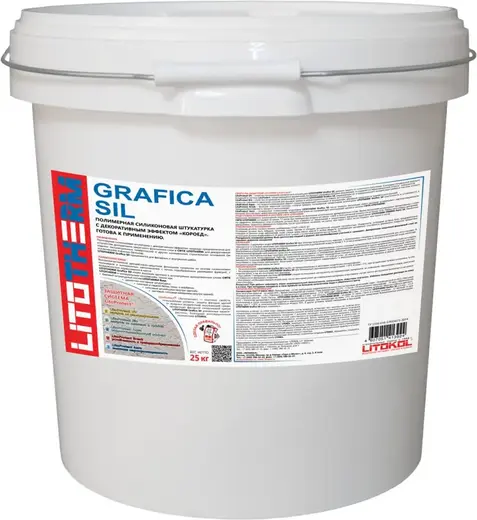 Литокол Litotherm Grafica Sil силиконовая штукатурка с эффектом короед (25 кг) белая (1.5 мм база A)