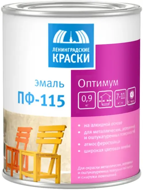 Ленинградские Краски ПФ-115 Оптимум эмаль на алкидной основе (900 г) белая матовая