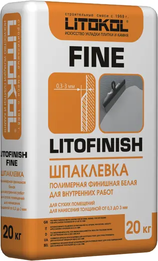 Литокол Litofinish Fine шпаклевка полимерная финишная белая (20 кг)