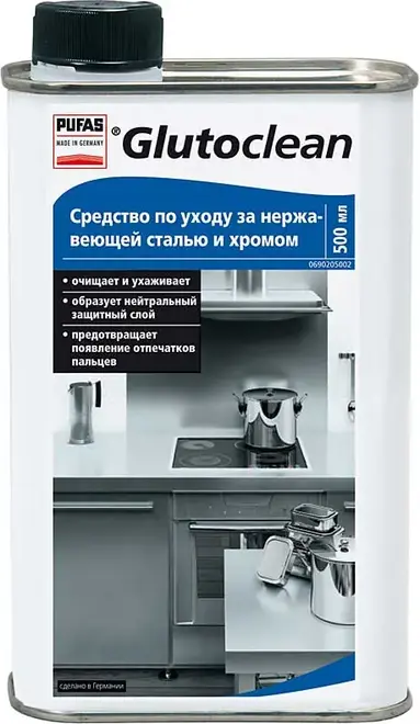 Пуфас Glutoclean Edelstahl und Chrom Pflege средство по уходу за нержавеющей сталью и хромом (500 мл)