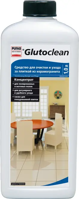 Пуфас Glutoclean Feinsteinzeug Reiniger und Pflege средство для очистки и ухода за плиткой из керамогранита (1 л)