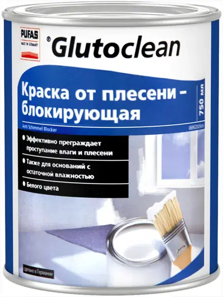 Пуфас Glutoclean Anti Schimmel Blocker краска от плесени блокирующая (750 мл) белая