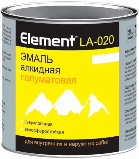 Alpa Element LA-020 эмаль алкидная полуматовая сверхпрочная атмосферостойкая (1.8 л) белая