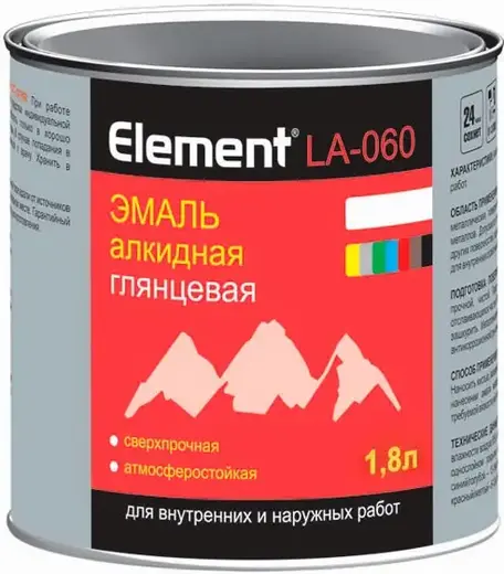 Alpa Element LA-060 эмаль алкидная глянцевая сверхпрочная атмосферостойкая (1.8 л) оранжевая
