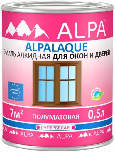 Alpa Alpalaque эмаль алкидная для окон и дверей супербелая (500 мл) супербелая